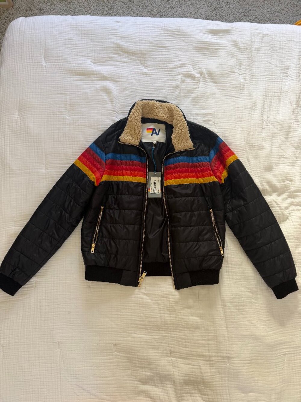 Aviator Nation 5 Stripe Jacket - Black - Size XS - NWT